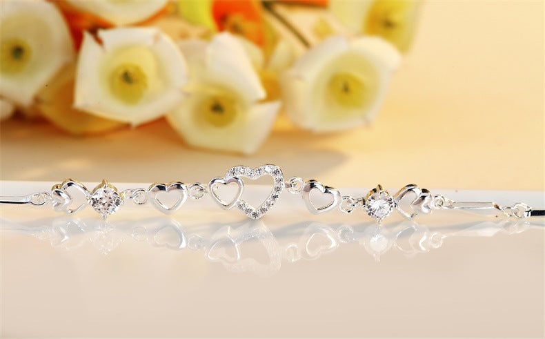 Sterling Silver Heart Shaped Lady Bracelet