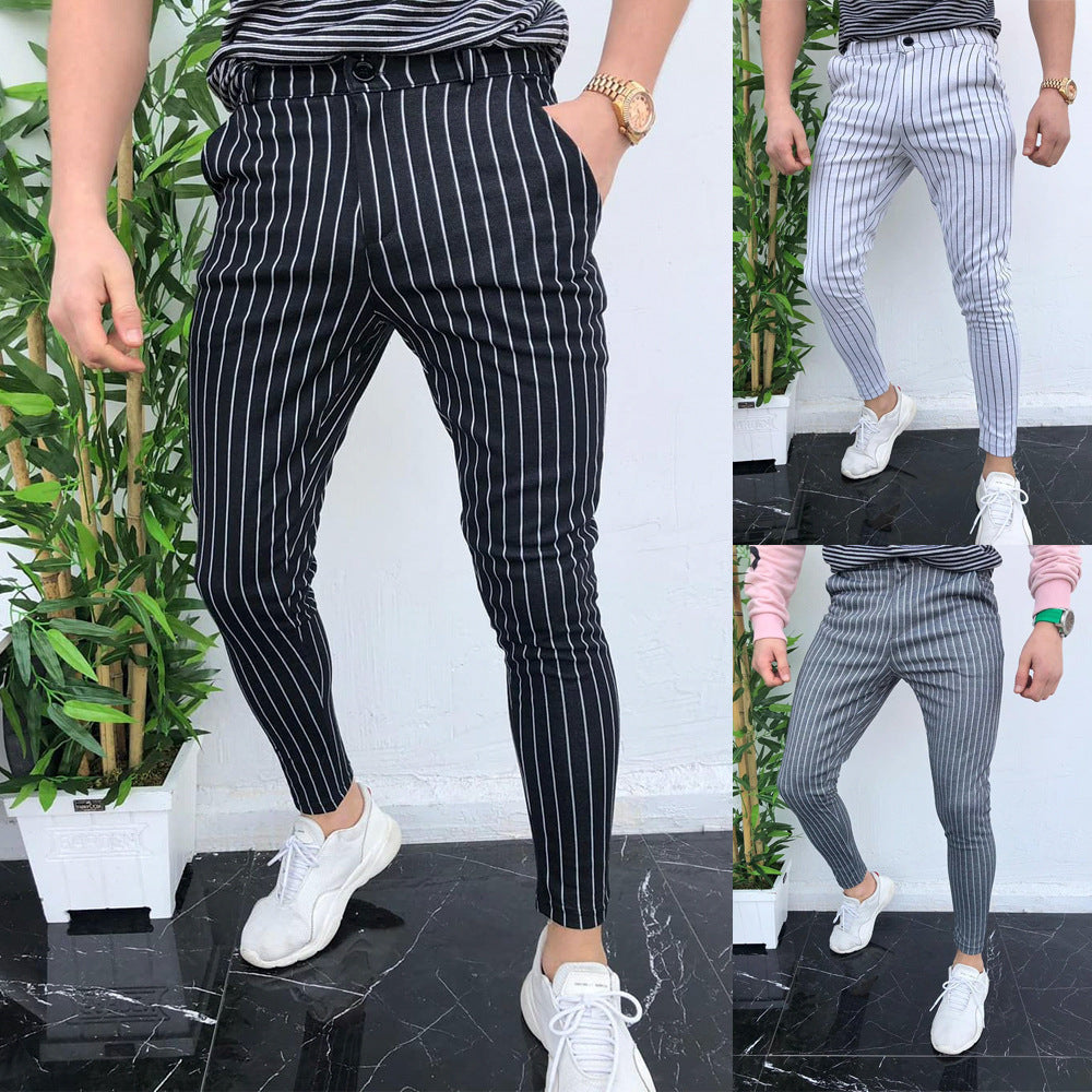 Striped men's casual pants