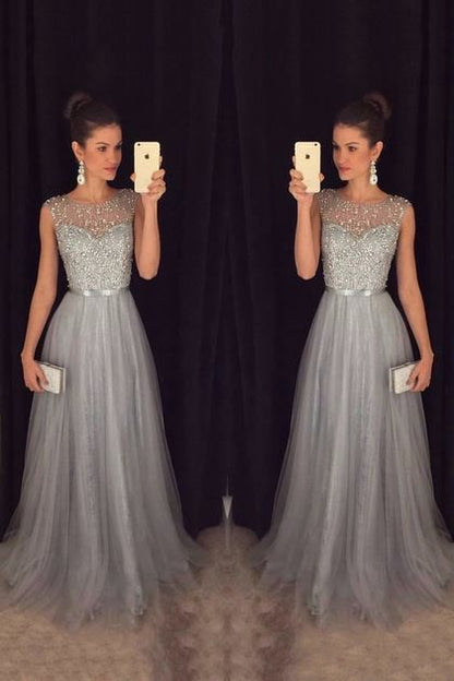 Chiffon Sleeveless Sequined Evening Wedding Dress