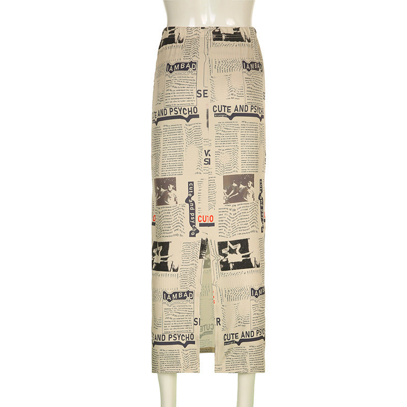 Newspaper Skirt Slim Casual Women's Dress