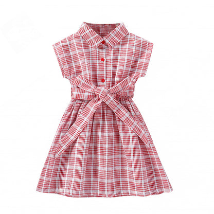 Girls' Plaid Fashion Personality Western Princess Dress