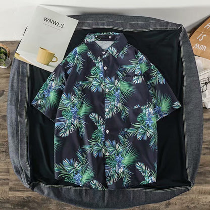 Casual Loose Half Sleeve Shirt Printed Men's Top