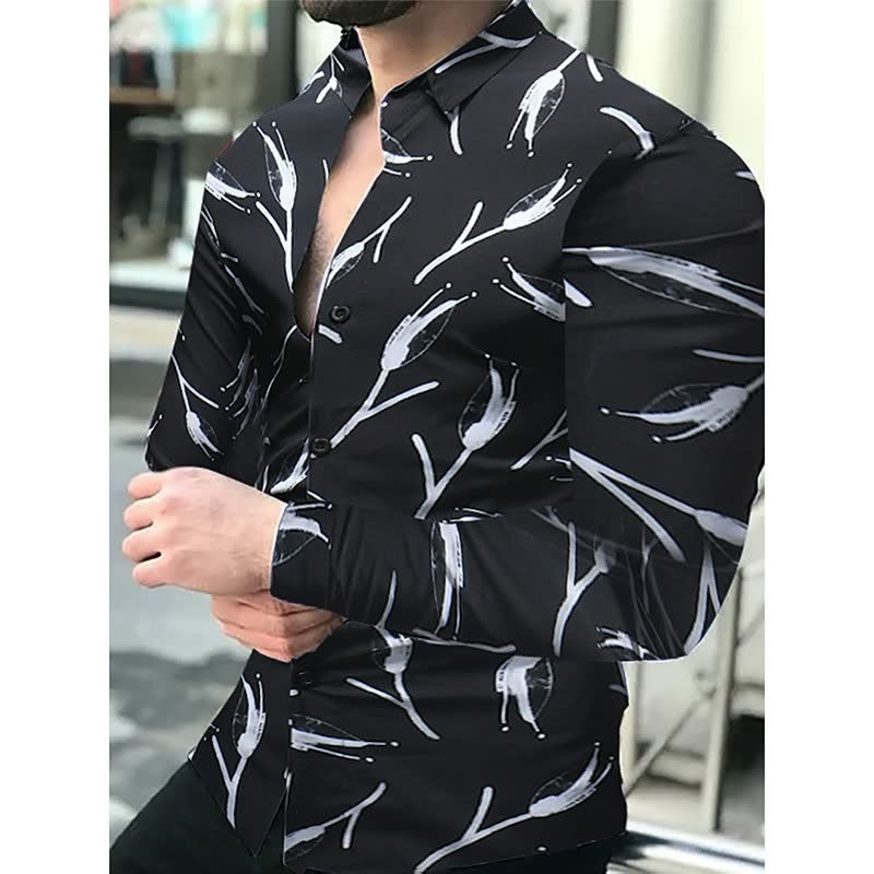 Geometric Print Men's Long Sleeve Shirt