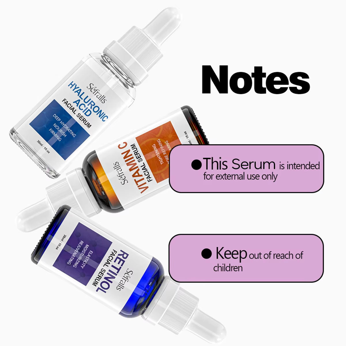 SEFRALLS -  Facial Serum Set Wholesale Hyaluronic Acid Retinol Vitamin C Moisturizing Nourishing Skin Care Face Serums