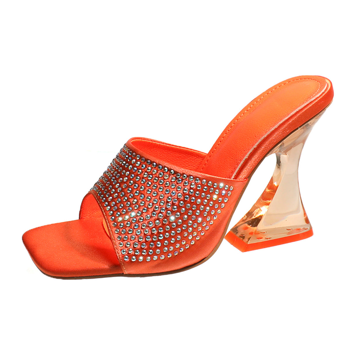 Women's Internet-famous Crystal Transparent Rhinestone High Heel Slippers