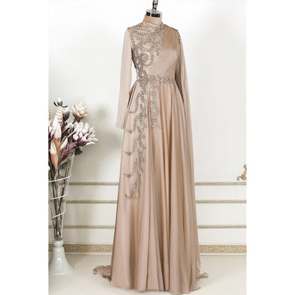 Champagne Muslim Evening Dress Formal Party