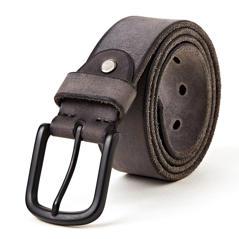 Men's Head Leather Frosted Belt