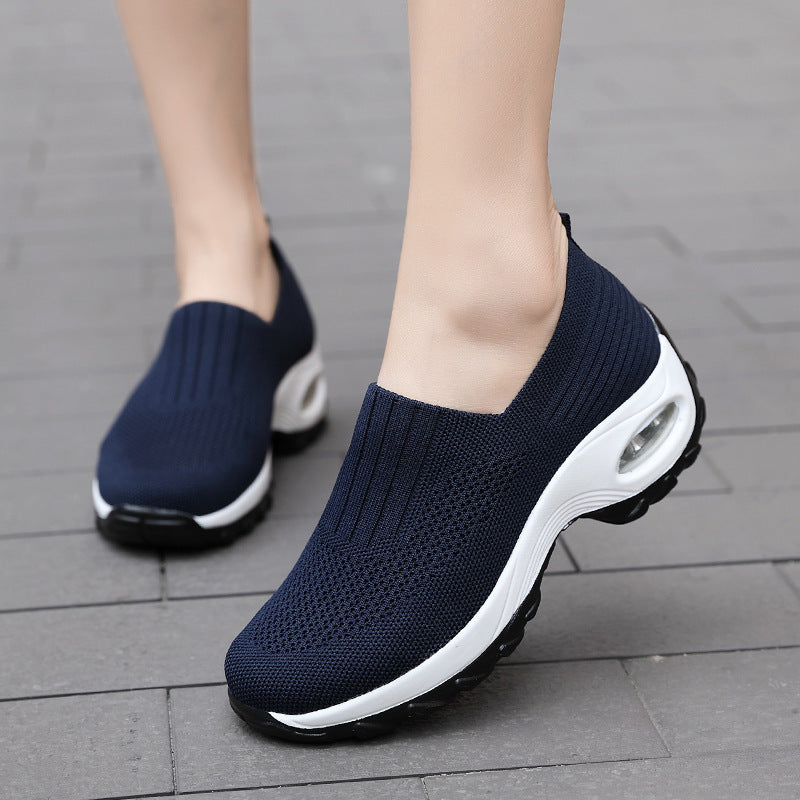 Mesh Sports Shoes Breathable Slip On Air Cushion Sneakers Casual Thick Bottom Heightened Shoes