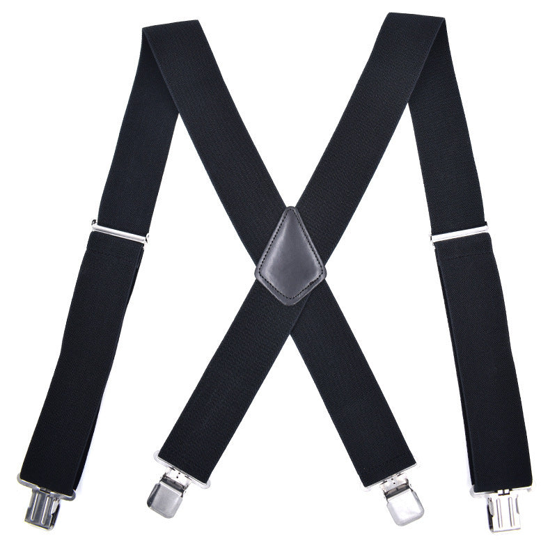 4-clip Widened Elastic Suspenders X-type Suit Pants Strap Clip