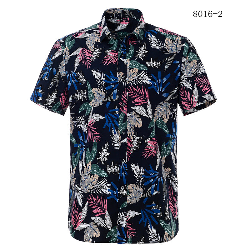 Printed short-sleeved shirt men's European beach