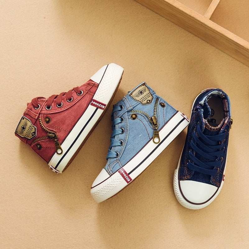 2021 Autumn Expert Skill Children Casual Shoes Boys Girls Sport Shoes Breathable Denim Sneakers Kids Canvas Shoes Baby Boots