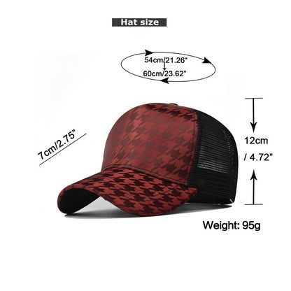 Houndstooth Baseball Cap For Men And Women