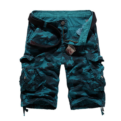 Men's Loose Casual Camouflage Overalls Large Size Multi-pocket Five-point Pants Men's Beach Pants