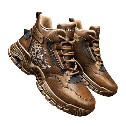 All-match Leather Facing Wear-resistant Labor Protection High-top Tide Shoes