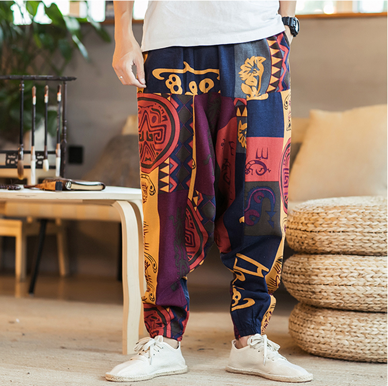 Chinese Style Printed Casual Pants Men Loose - Glamour Gale