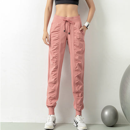 Fashion Casual Sports Pants For Women Loose Legs Drawstring High Waist Trousers With Pockets Running Sports Gym Fitness Yoga Pants