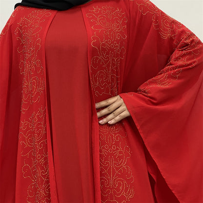 Chiffon Hot Drill Bat Sleeve Muslim Robe - Glamour Gale