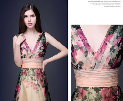 2021 European and American elegant temperament shoulder flower dress Women's evening dress long skirt