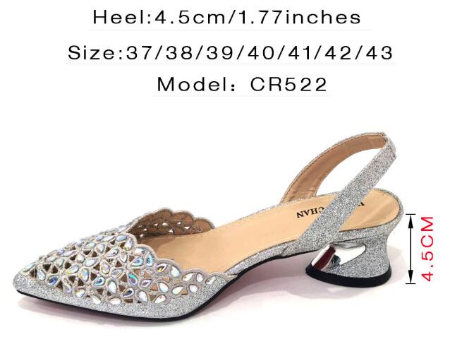 Party Pointed Toe Women's Shoes Back Empty Elastic Band Diamond Face Square Crystal Bag