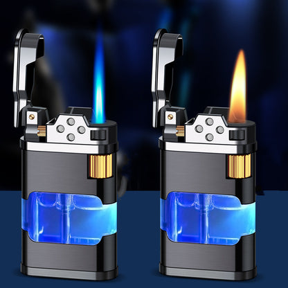 Retro Direct-fire Aerated Lighter Transparent Oil Bin Lighter With Light