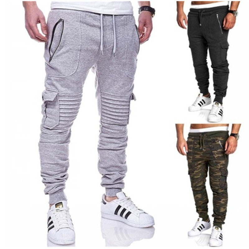 Sports Pants Striped Pleated Casual Men - Glamour Gale