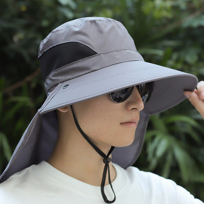 Summer Sunhat Men's Sun Protection Hat With Shawl And Neck Protection Design Breathable Anti-UV And Insect-proof Hiking Fishing Hat Outdoor