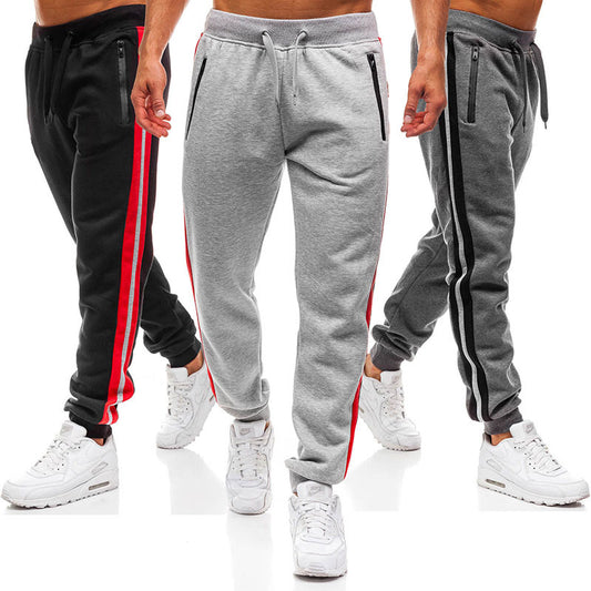 Sweatpants Fashionable Zipper Stitching Design Sports Elastic Waist Trousers Pencil Pants