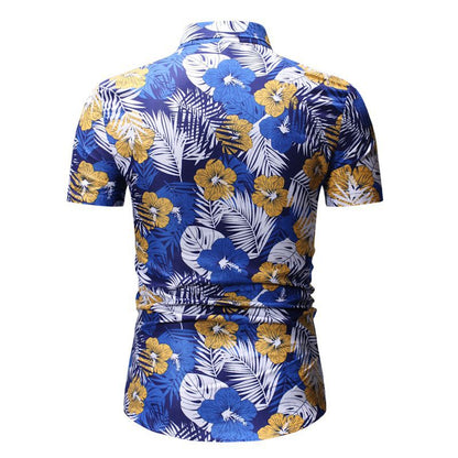 Men's Summer Beach Short-sleeved Floral Shirt