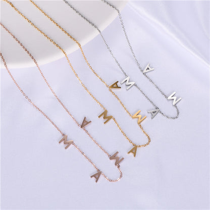 Stainless Steel Titanium Necklace Small Letter