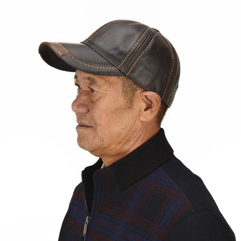 Men Single Leather Thin Baseball Cap