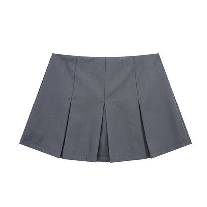 High Waist Wide Pleated Solid Color Pantskirt Women's Skirt