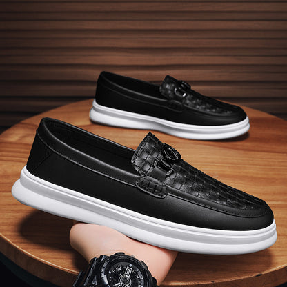 Low-top Casual Tooling Leather Surface Retro Trendy Slip-on Formal Suit Shoes