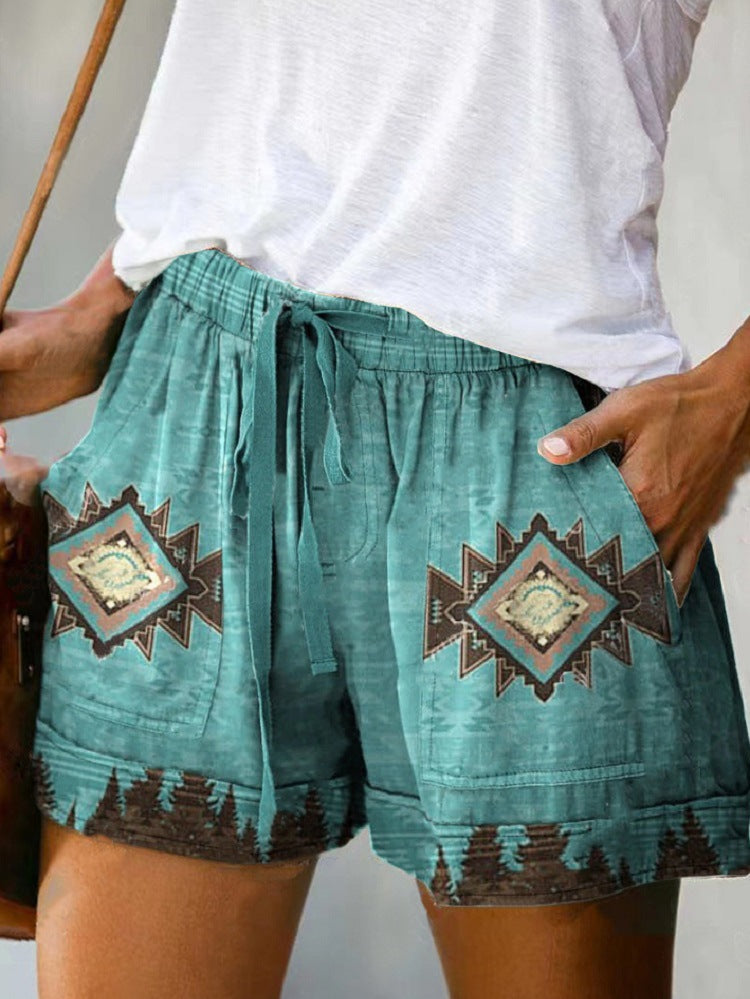 Women's Summer Lace-up Loose Shorts 3D Printing