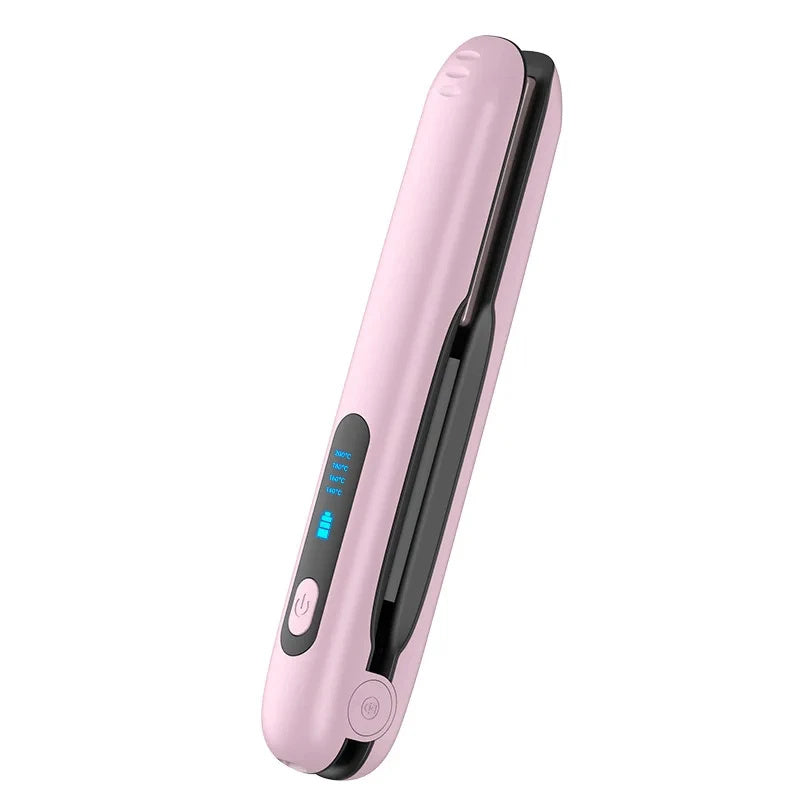 Cordless Hair Straightener Flat Iron Mini 2 IN 1 Roller USB 5000mAh Max 200 Degree Portable Cordless Curler 4 Levels Dry And Wet Uses