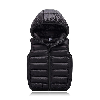 Children's Down Cotton Hooded Thermal Vest Solid Color