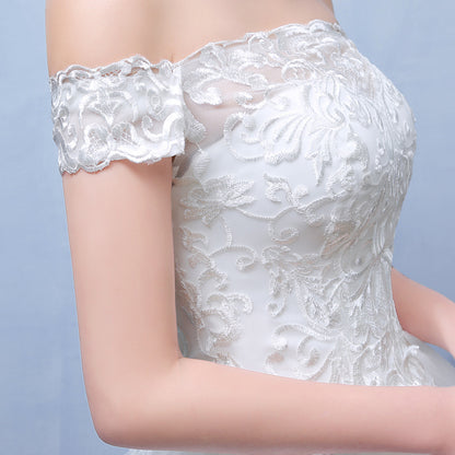 summer paragraph white word shoulder wedding dress lace wedding bride wedding dress wholesale custom