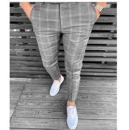 Men's Plaid Striped Business Casual Pants