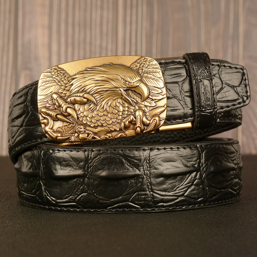 Men's Double Leather With Automatic Belt Buckle