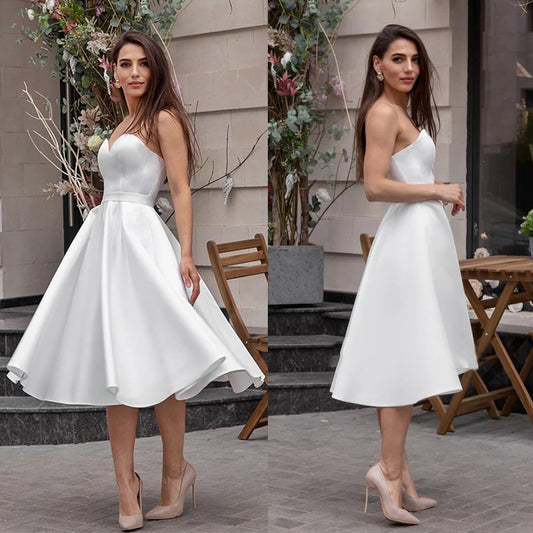 French Strapless Light Wedding Dress