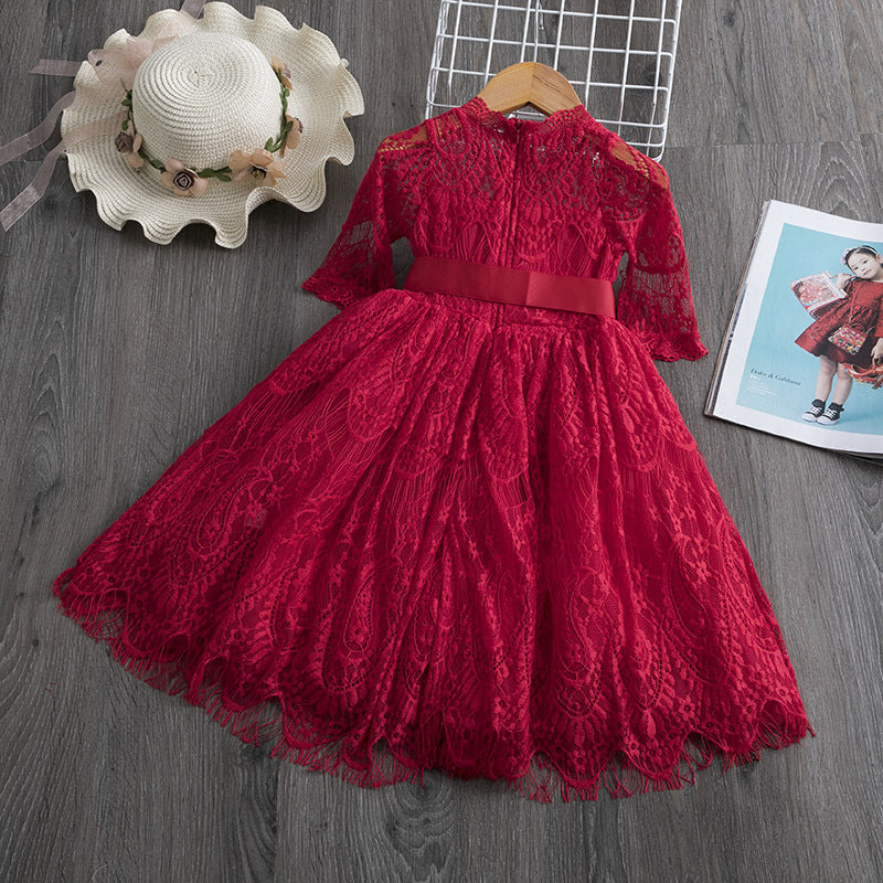 Girls Lace Dress Spring And Autumn - Glamour Gale