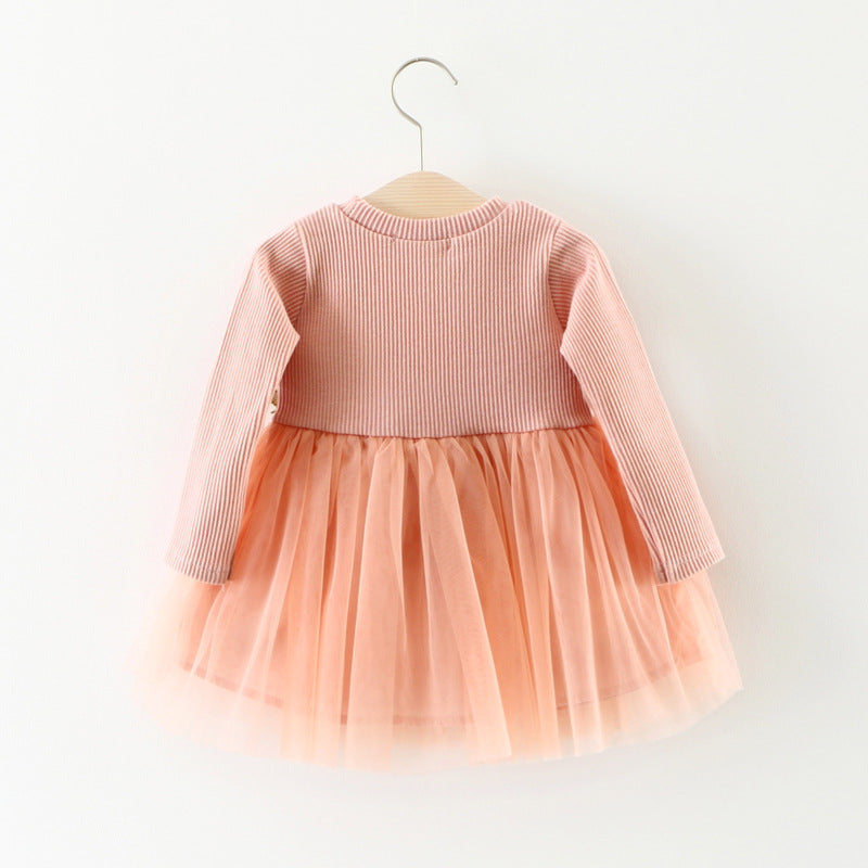 A031 new fall manufacturers selling children waist flowers long sleeved dress princess dress baby skirt - Glamour Gale