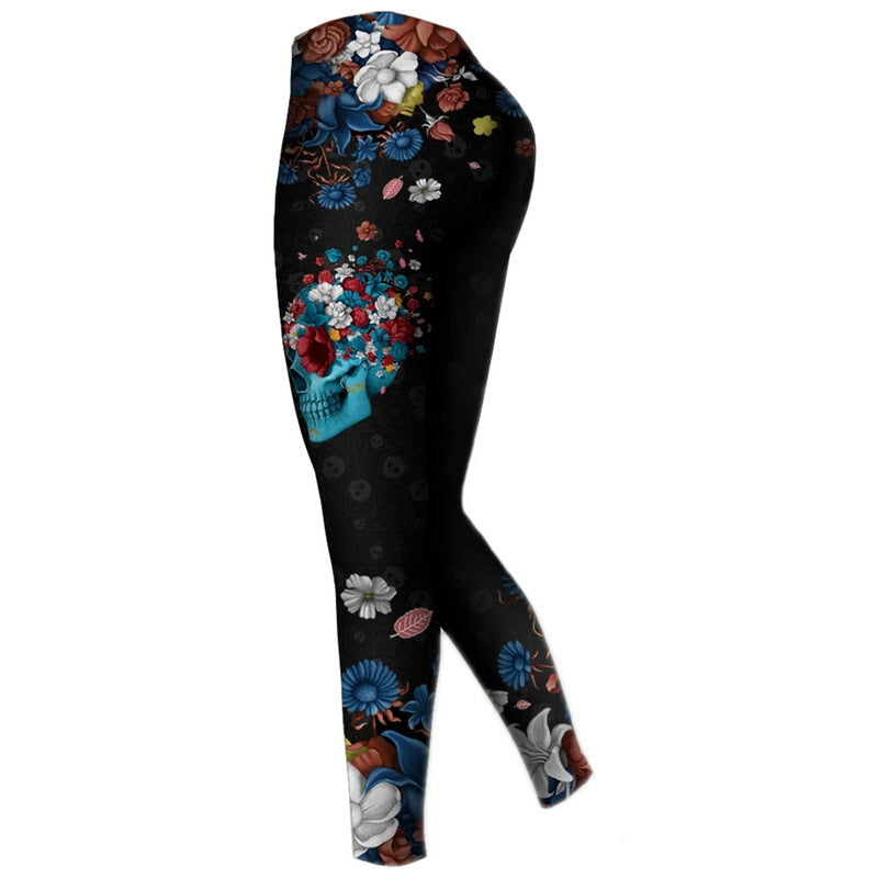 Printed Ladies Hollow Vest Leggings Casual Sports Suit