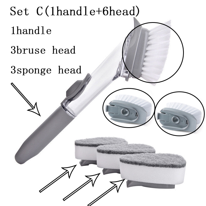 2 In1 Long Handle Cleaning Brush With Removable Brush Head Ktichen Gadgets