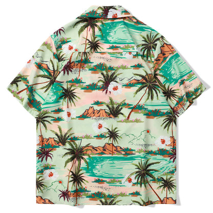 Hawaii Printed Shirt Printed Beach Cardigan Short Sleeve Men And Women