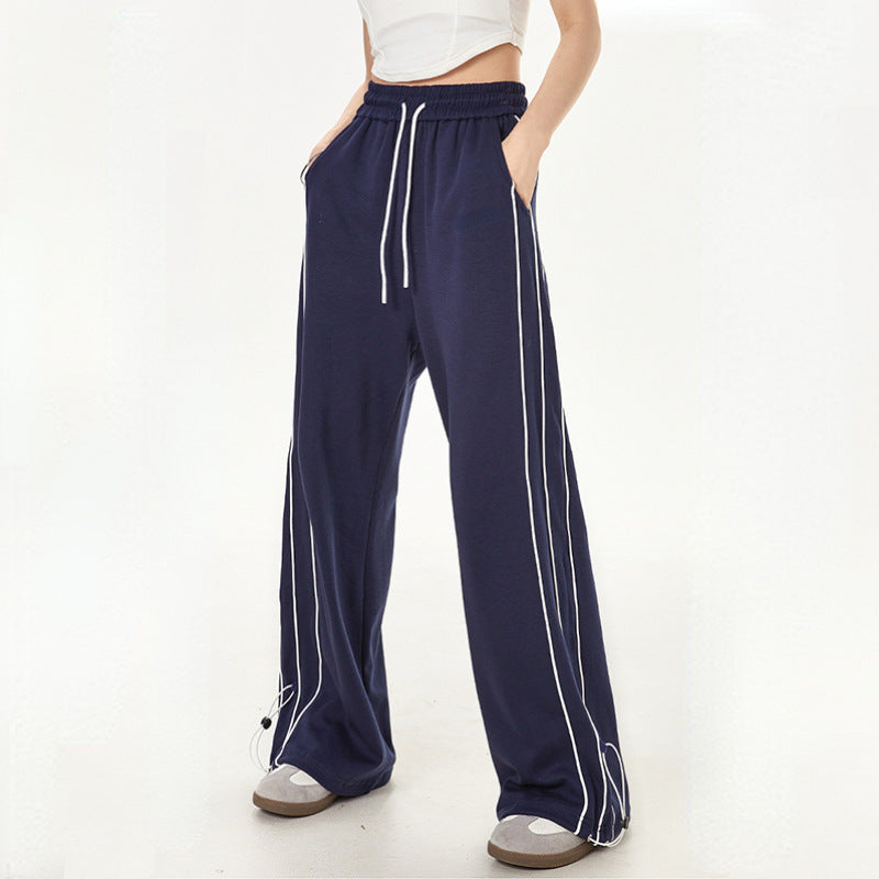 Loose High Waist Drooping Straight-leg Pants Trousers