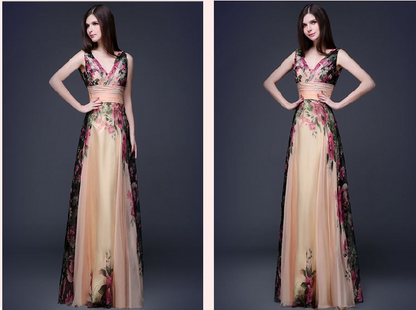 2021 European and American elegant temperament shoulder flower dress Women's evening dress long skirt