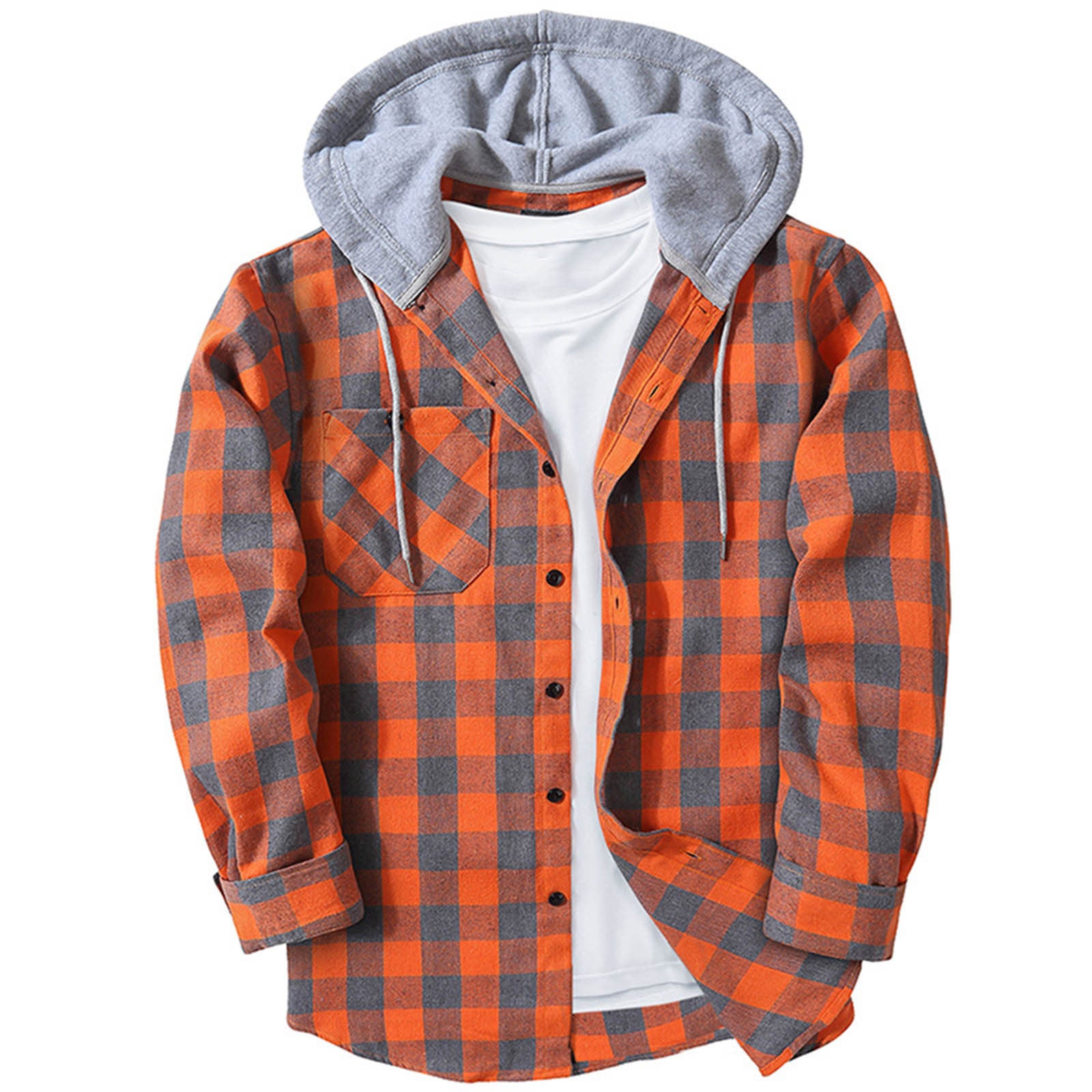 Hooded Plaid Shirt Men's Casual - Glamour Gale