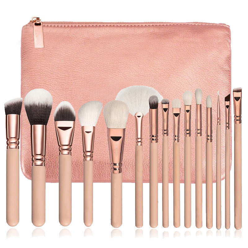 GG - 15 Makeup Brush With Bag  Rose Gold Makeup Brush Multi-function Makeup Tool Set