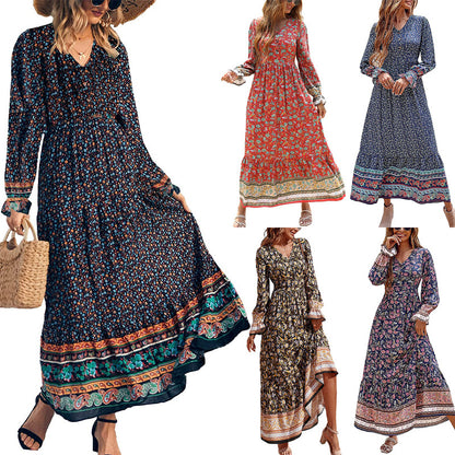 Fall New Fake Beach Long Bohemian Dress