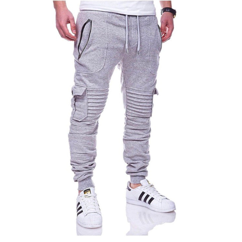 Sports Pants Striped Pleated Casual Men - Glamour Gale